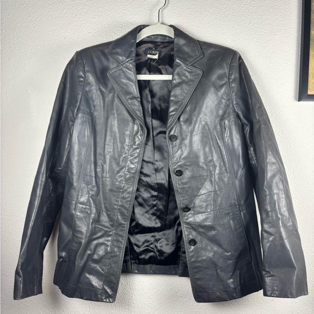 J. Crew Charcoal Leather Jacket